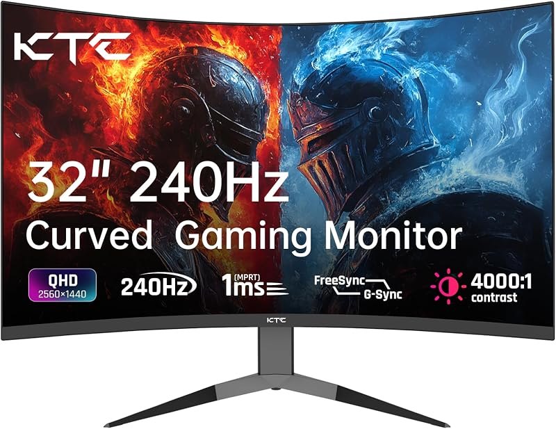 KTC 32 Inch 240Hz Curved Gaming Monitor, 2K 1440P Computer PC Monitor 1000R — 32 inch 1440p monitor for inch 1440p