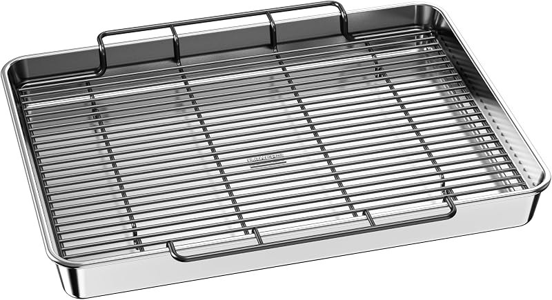Baker's Secret Non-Toxic Large Roasting Pan 18" with Rack, Roaster 100% Recycled Aluminum, Turkey Roasting Pan