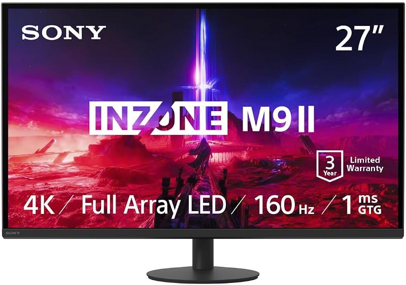 INZONE M9 II 27” 4K UHD (3840 x 2160) 160Hz Full Array LED 1ms GtG NVIDIA G-SYNC Gaming Monitor, DisplayHDR 600