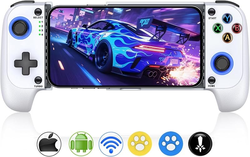Mobile Game Controllers for iPhone/Android, Hall Effect Phone Controllers Support Phone Case,Game Controllers for