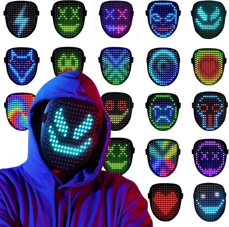 LED Light Up Mask with Gesture Sensing, Kids Halloween Costumes & Toys — ai bubble halloween costume for bubble