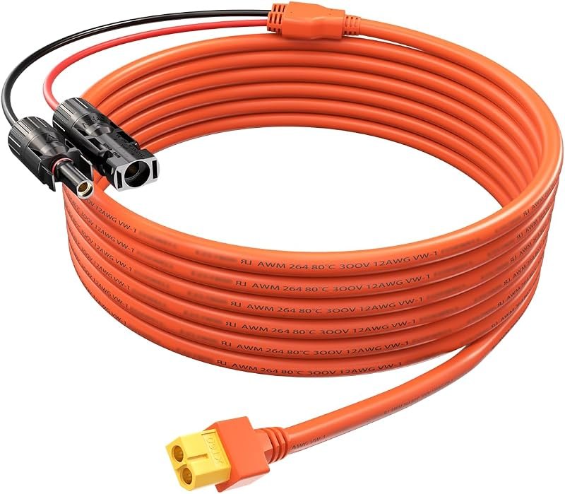 10FT/3M MC-4 to XT60 Adapter Solar Cable 12AWG for Ecoflow Solar Panel XT60 Connector Extension Compatible with