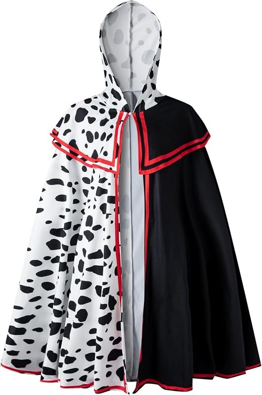 Women Halloween Deville Costume Dalmatian Cosplay Witch Cloak — Villain Costume Accessory for villain costume accessory