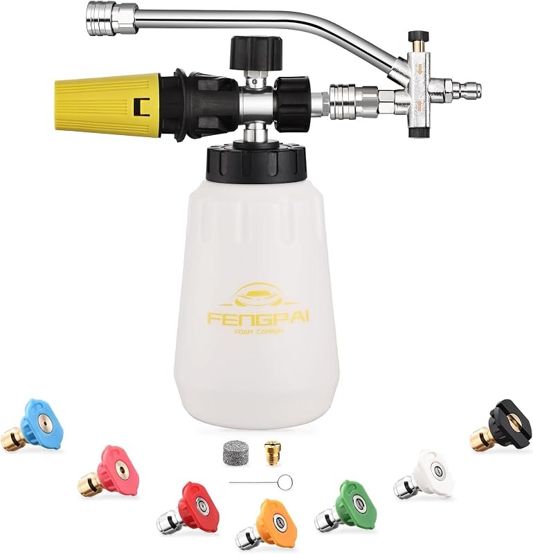 FENG PAI Foam Cannon for Pressure Washer with Dual-connector Accessory, 7 Power Washer Sprayer Nozzles, 1/4" Quick