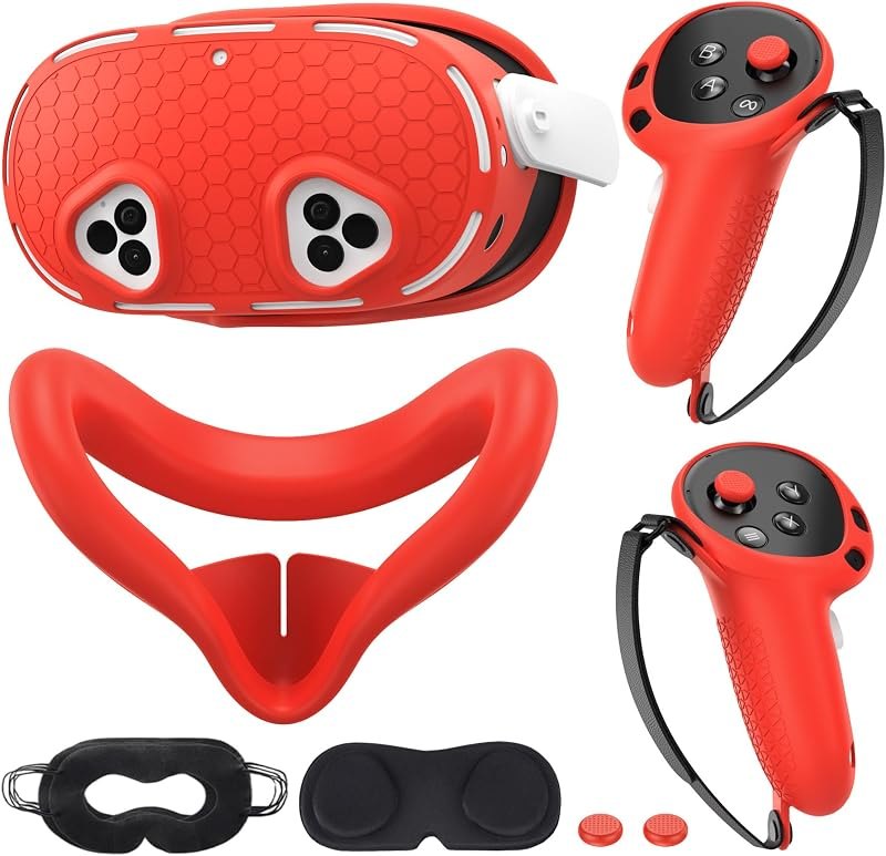 Silicone Cover Set Compatible with Meta/Oculus Quest 3s Accessories, VR Silicone Face Cover, VR Shell Cover,Touch