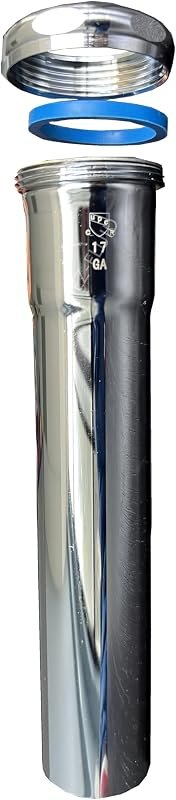 EZ-FLUID 1-1/4" x 6" Heavy Duty Thick Commercial Grade 17GA Chrome Brass Tubular Slip-Joint Extension Sink TailPiece