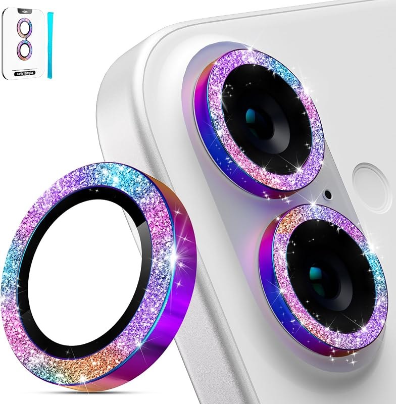 imluckies for iPhone 16 / iPhone 16 Plus/iPhone 17 Camera Lens Protector, AR+AF Tempered Glass 9H Anti-Scratch Metal
