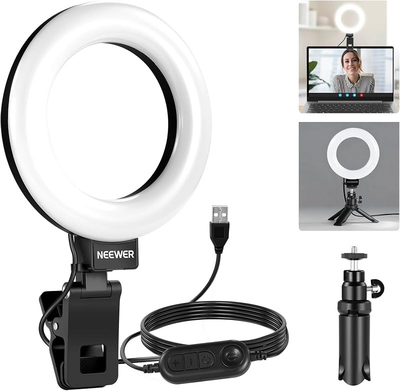 NEEWER Basics 5" Clip on Ring Light for Video Conference Lighting, BR60 — best clip on ring light for clip ring light