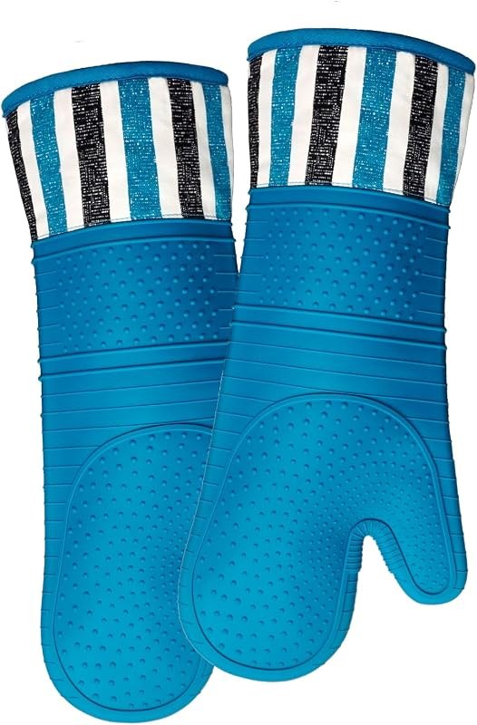 Heat Resistant 550 Degree Oven mitt, Silicone Oven Hot Mitts - 1 Pair, Extra Long Professional Baking Oven Gloves -