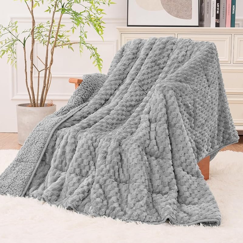 Fleece Sherpa Weighted Blanket for Adults, Ultra Soft Fuzzy, 60"x80" 15lbs — weighted blanket for tall people for