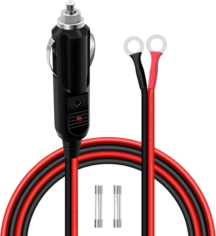 Cigarette Lighter Male Plug to o Ring Terminal 12V 24V 14AWG 20A Male Plug Cigarette Lighter Adapter Power Supply Cord