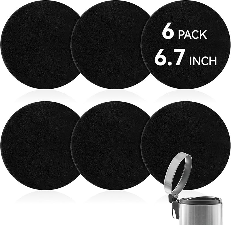 6 Pack 6.7 Inch Charcoal Filter for Kitchen Compost Bin Countertop Bucket — charcoal filter pail for charcoal filter