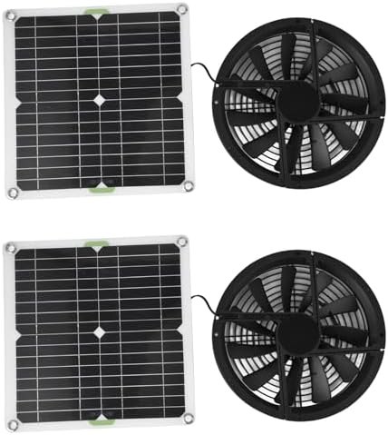 GOTOTOP Solar Fan, 2pcs 100W Solar Panel Fan Ventilation Fan Kit, Round Ventilation Exhaust Fan 10in for Chicken Coop