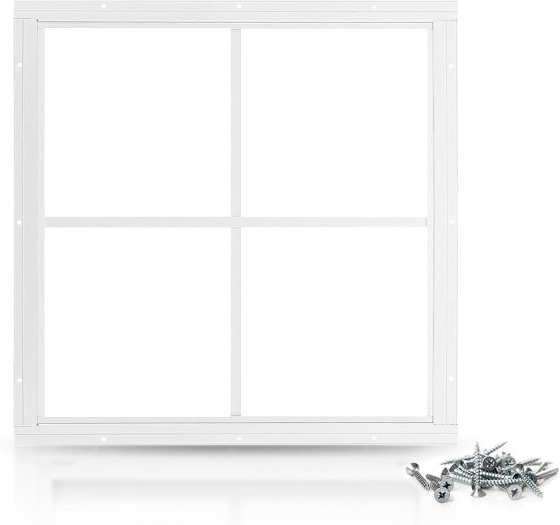 PRO FLEX Shed Window 12" x 12" - Ultra Thick White Aluminum Flush Mount with Tempered Glass - Shed Windows with Fixed