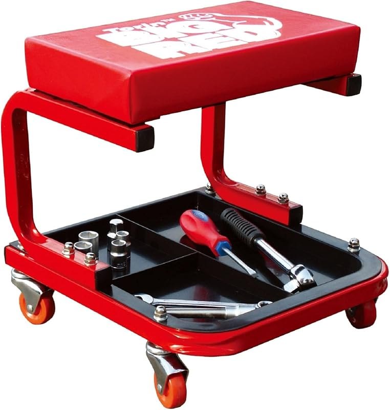 Torin Big RED TR6300-3 250lbs Red Rolling Automotive Creeper Garage/Shop Seat: Padded Mechanic Stool with Tool Large