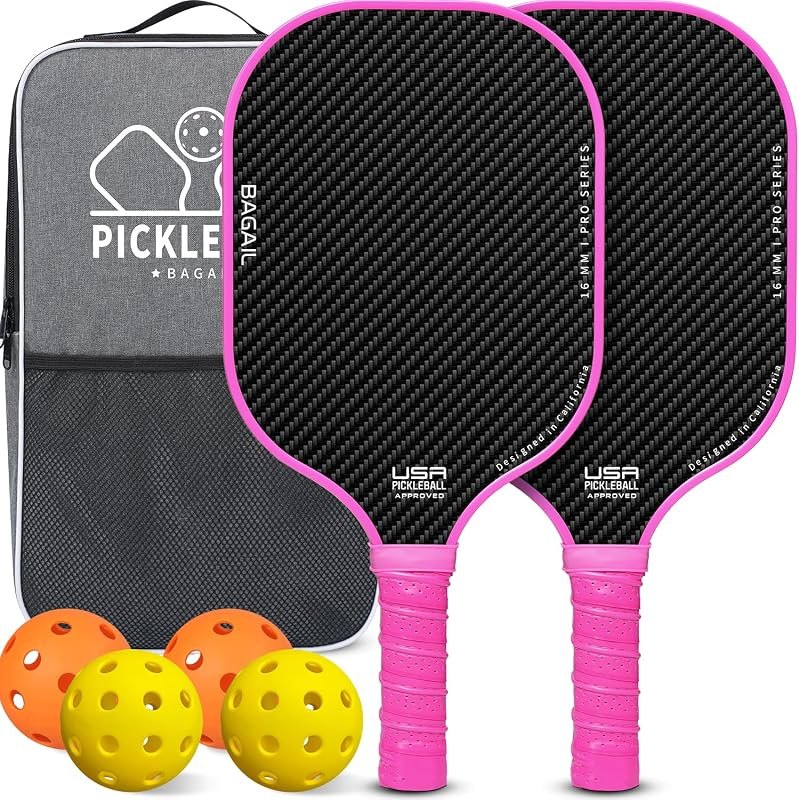 BAGAIL Pickleball Paddles, USAPA Approved Fiberglass Surface Pickleball Set, Lightweight Pickle Ball Rackets with 4