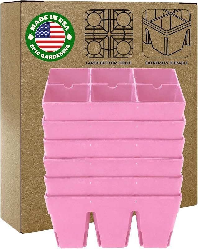 Epic Gardening 6-Cell Seed Starter Tray - 6 Trays - Pink — hydroponics grow tray for hydroponics grow tray