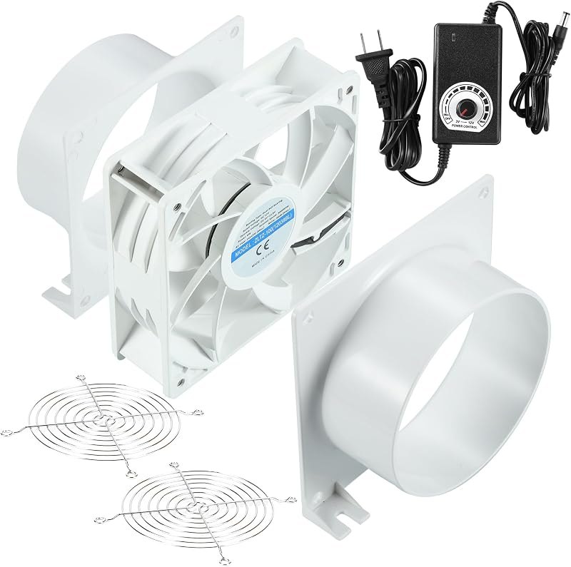 4" Axial Exhaust Fan, 3000RPM 12038 DC12V Dual Ball Bearings Air Exhaust Fume Smoke Extractor Fan Kit for DIY
