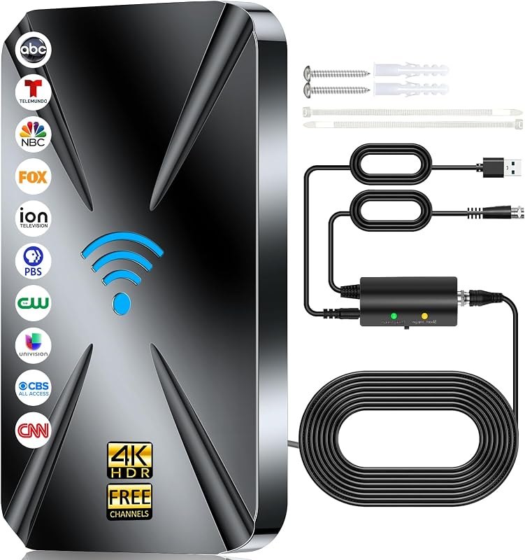 2026 Upgraded TV Antenna, Long Range Digital HD TV Antenna for Smart TV, Supports 4K 1080P Indoor & Outdoor Antenna