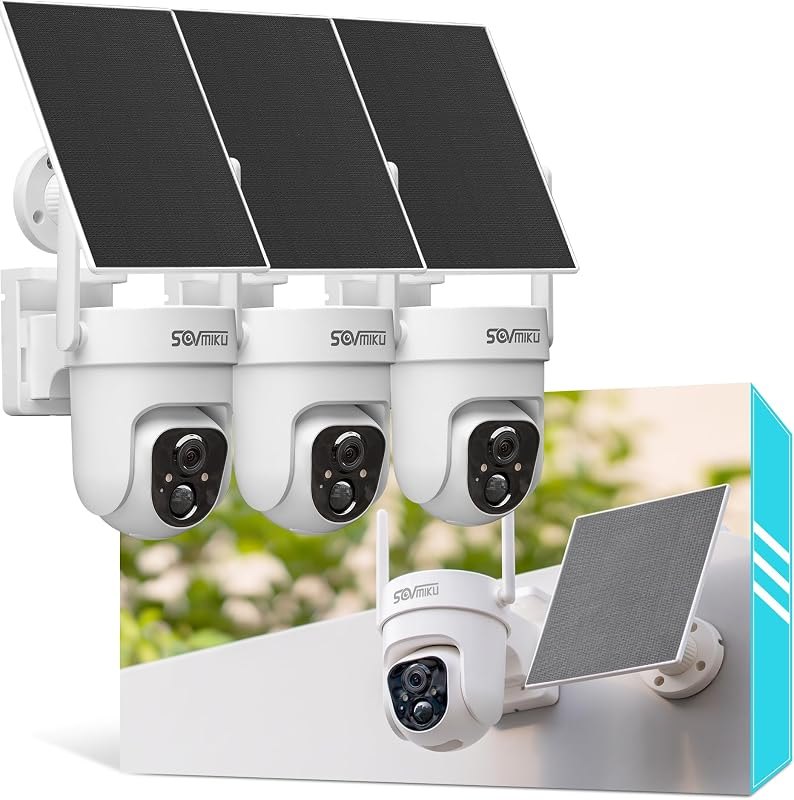 Vicohome 3CQ4 2K AI Solar Security Cameras, Wireless Outdoor, 360°Pan-Tilt — best battery security camera for battery