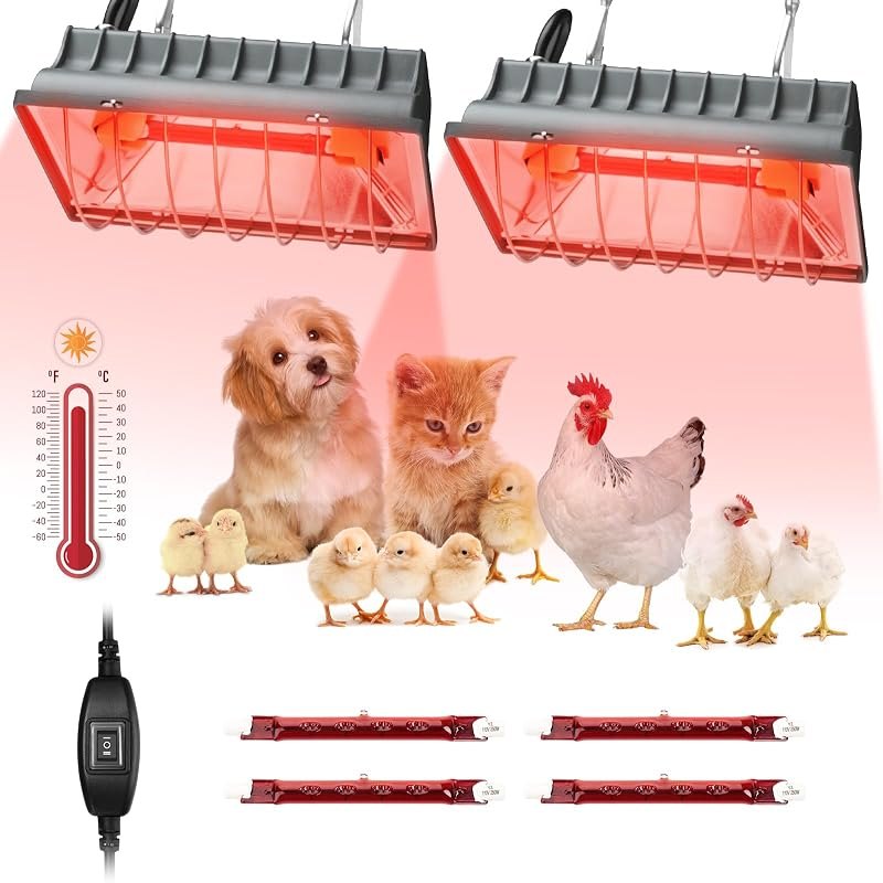 Chicken Coop Heat Lamp 250W, Infrared Heat Lamp for Chickens, Poultry, Livestock, Dog Kennel, Cat Bed & Reptiles