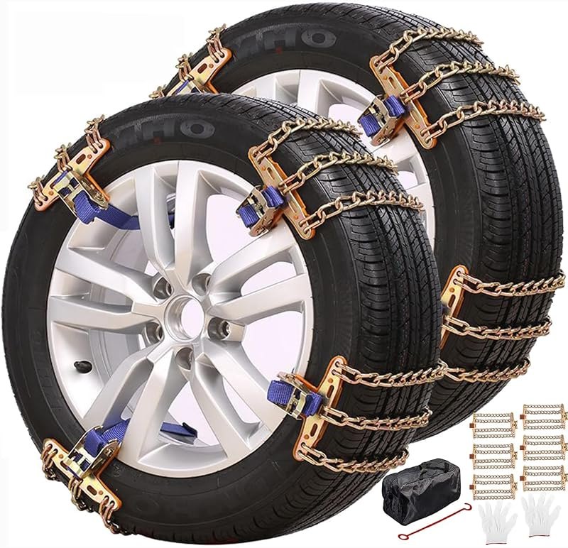 Snow Tire Chains, Universal Car Emergency Anti Slip Snow tire Chains, 6 Pack Winter Security Portable Adjustable Car