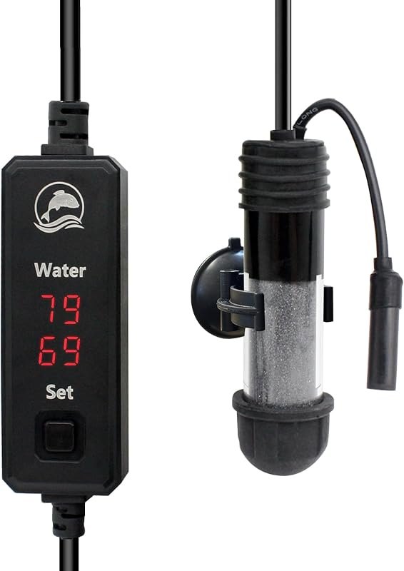Small Aquarium Heater 50W Submersible Fish Tank Heater for 5-15 Gallons, Dual LED Display Temperature Controller