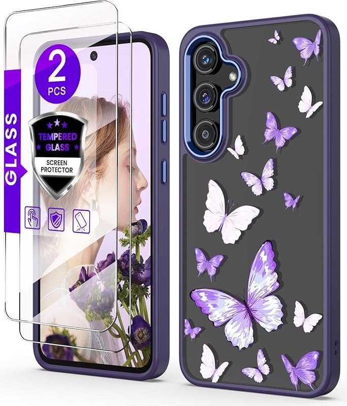 Clear Flower Pattern Phone Case for Samsung Galaxy S24 FE-Butterfly — case for samsung galaxy s24 accessories
