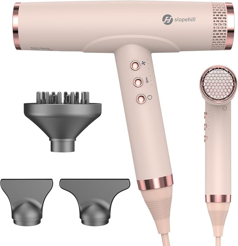 slopehill Professional Ionic Hair Dryer, High-Speed Blow Dryer with Brushless Motor for Salon Use, Lightweight Compact