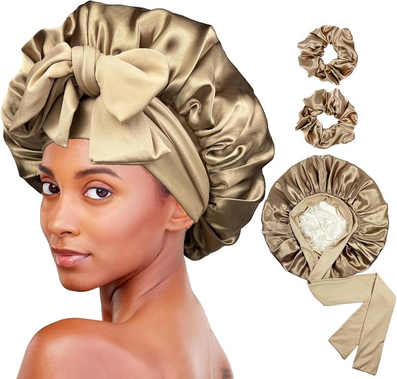 Satin Bonnet for Sleeping Silk Hair Bonnet for Sleeping Women Double Layer Silk Hair Wrap Sleep Bonnet Satin Bonnets