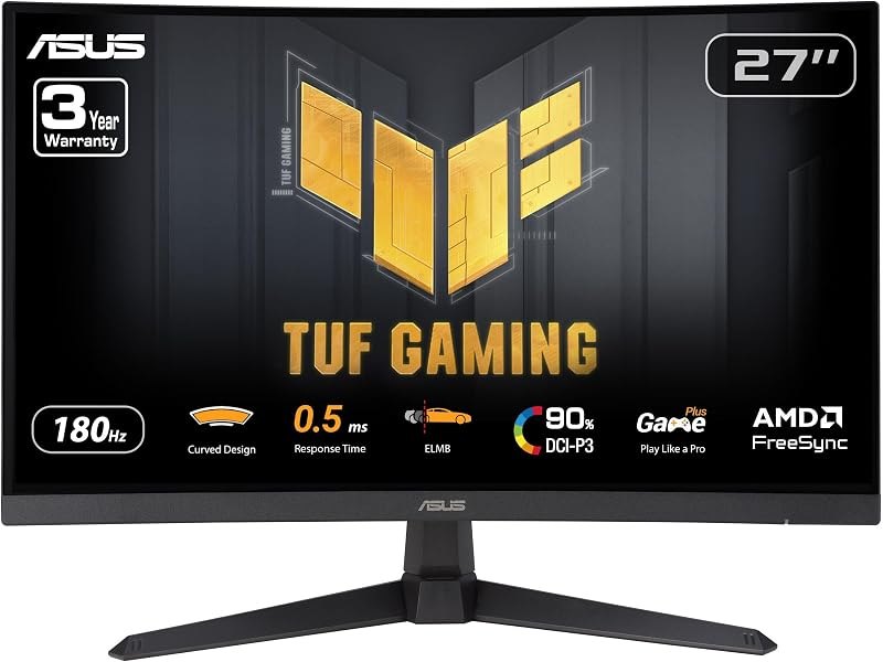 ASUS TUF Gaming VG27WQ3B 27 Inch 1440p 180Hz HDR Curved Gaming Monitor — 32 inch 1440p monitor for inch 1440p monitor