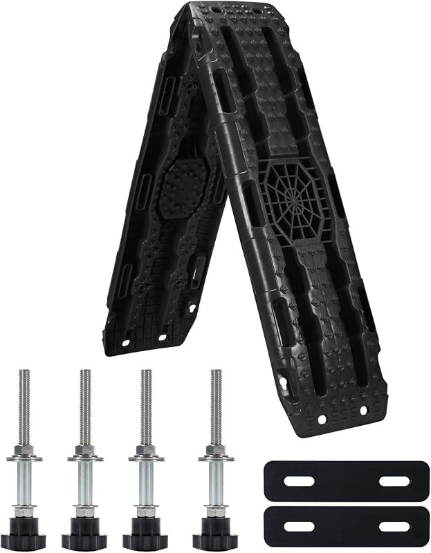 Recovery Traction Boards,42”LX12”W Recovery Tracks w/Jack Base, Tire Traction Ramps Mats w/ 4Pcs Mounting Kit, Car