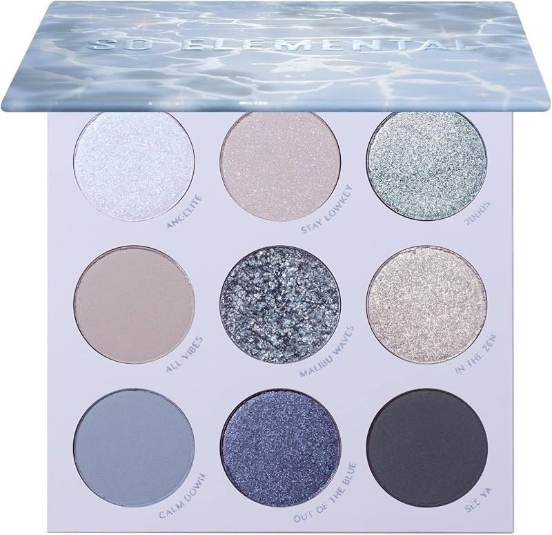 ColourPop So Elemental Eyeshadow Palette - Blue & Silver Shadow Palette with Metallic and Matte Finishes -