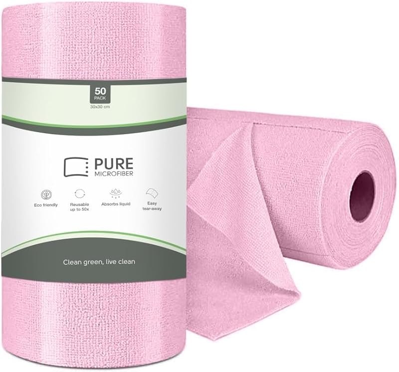 Reusable Paper Towel - Microfiber Cleaning Cloth Roll, Lint-Free, Non-Abrasive, Highly Absorbent, Ultra-Fine Material