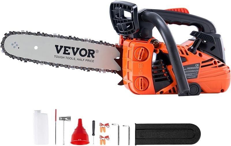 VEVOR Gas Powered Chainsaw 25.4CC 2-Cycle 12 Inch 1.2HP Cordless Chain Saw — 12 inch electric chainsaw for inch