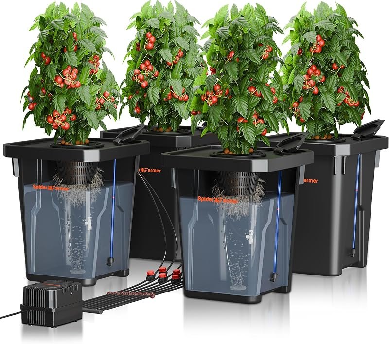 Spider Farmer DWC Hydroponics Growing System Kit 4 Buckets for Indoor Plant — deep water culture kit for deep water