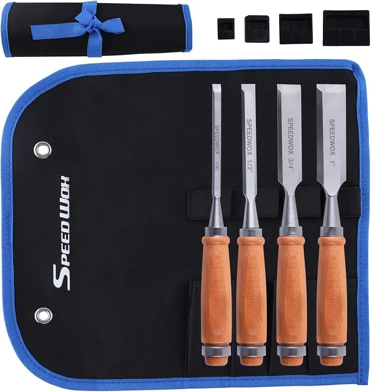 SPEEDWOX 4 Piece Wood Chisel Sets Professional Wood Chisel Set for Woodworking Tools Set Wood Tools Chisel Set