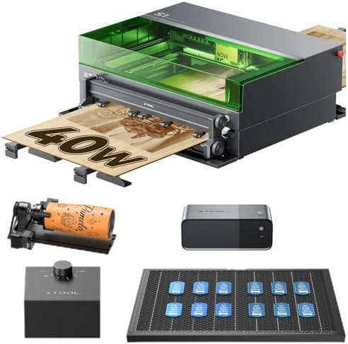 S1 40W Laser Cutter and Engraver Machine, with Auto Conveyor Feeder and Safety Set, Class I 40000mW Laser Engraver for