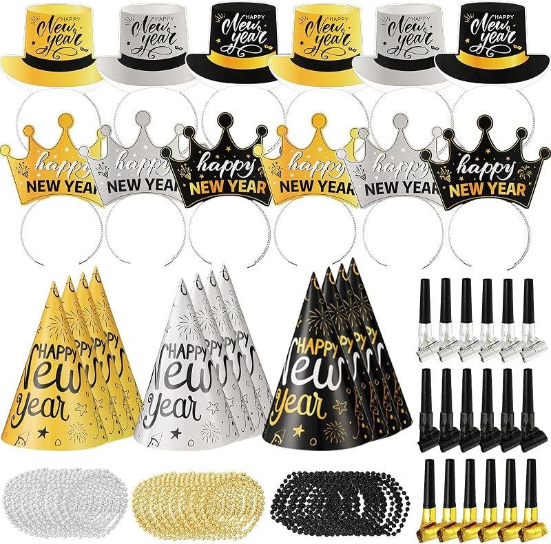 168 Pcs 2027 New Years Eve Party Supplies Black Gold Wearable Kit — best new years eve sparklers for new years eve
