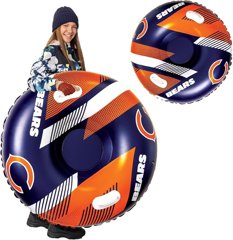 Big Mouth Inc NFL Snow Tube, Heavy Duty Inflatable Snow Sled for Winter Tubing, Ride-On Snow Tube with Handles for