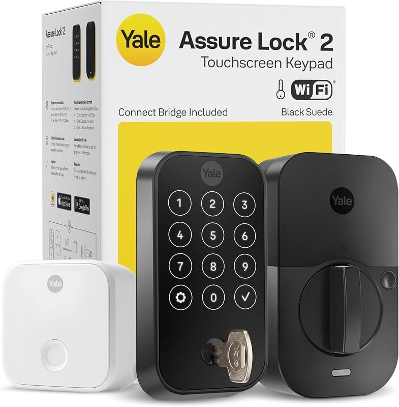 Yale Extended Range WiFi Smart Lock Deadbolt, Black Suede — best smart lock for garage door for smart lock garage door