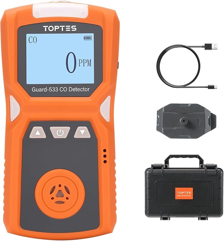 TopTes Guard-533 Portable Carbon Monoxide Detector, CO Detector with Visual, Audible & Vibration Alarms, Back Clip