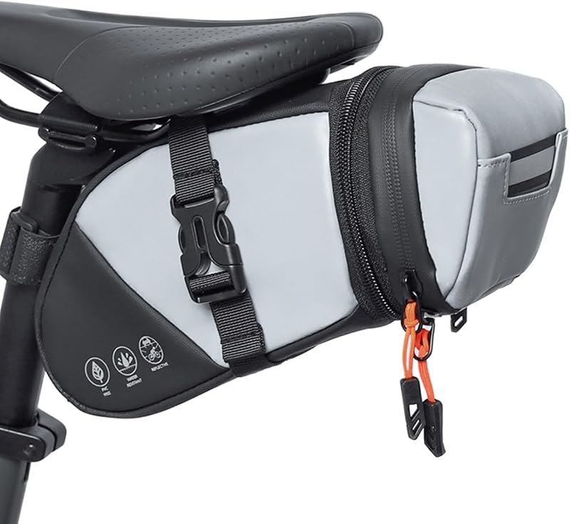 Bike Seat Bag, Water-resistant Bicycle Saddle Bag, Expandable Capacity Cycling Under Seat Pouch 1.5-2L, Bike Seat Pack