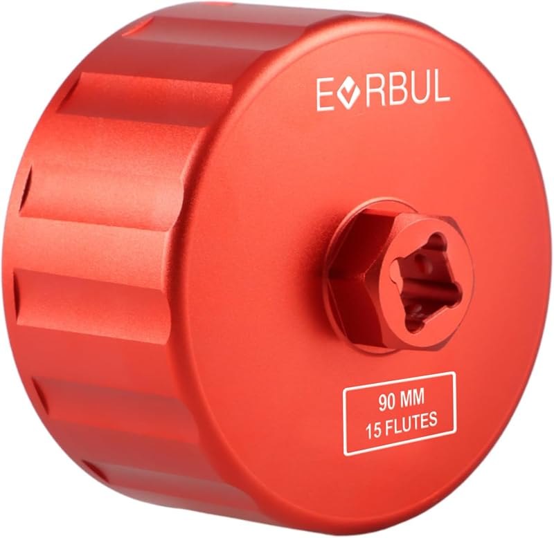 EVRBUL CNC 90mm 15 Flutes Oil Filter Wrench Oil Filter Cap Removal Socket Tool Compatible with Jaguar Land Rover 3.0L