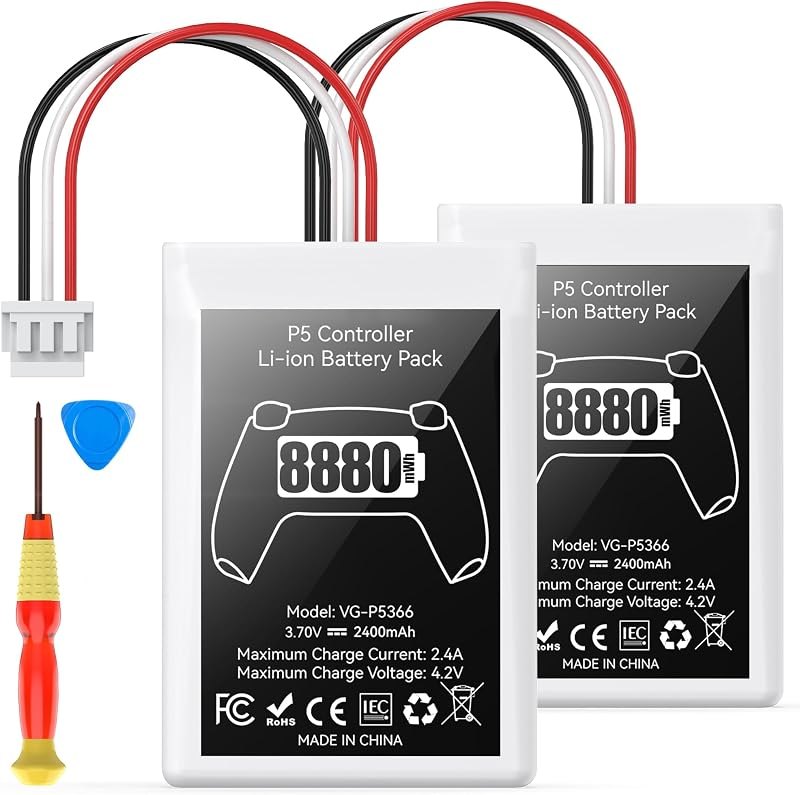 Kosker PS5 Controller Battery Replacement Kit Compatible with PlayStation 5 Original Controller, 8880mWh High Capacity