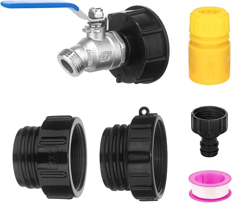 IBC Tote Adapter, 304 Stainless Steel 1/2" NPT to 3/4" GHT Garden Hose Valve, IBC Tote Tank Fitting with 3 Thread