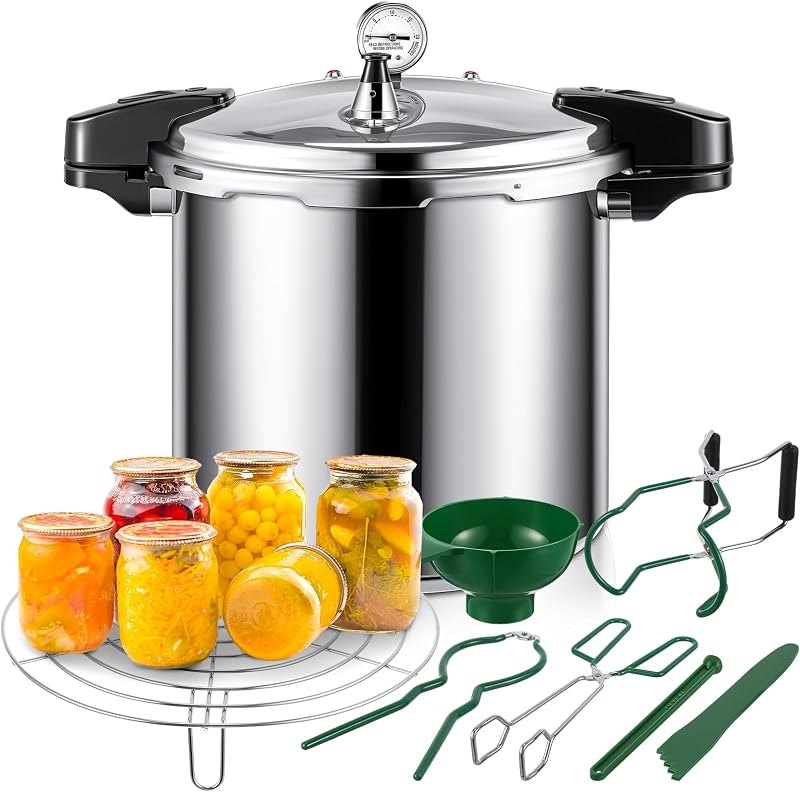 24qt Pressure Cooker for Canning Pressure Canner Supplies Kit, 6 Canning Supplies Stainless Steel Steam Rack Gauge