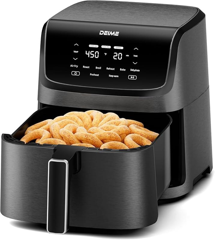 DEIME Air Fryer 7.2 QT 1700W Oilless Oven Healthy Cooker Air Fryers Large Capacity with 8 Presets, LCD Touch Screen