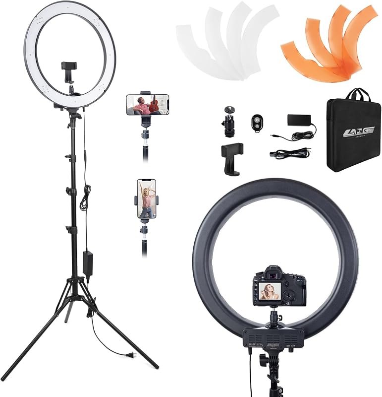 Ring Light Kit 18" 55W 5500k dimmable LED Light, 70inch Foldable Stand, Phone Clip, Short Video, Studio Video