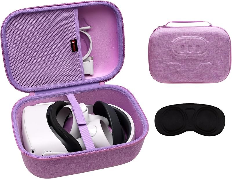 XANAD VR Case Compatible with Oculus Meta Quest 3/Quest 2/Vision Pro Official Original/Elite Strap Version VR Headset